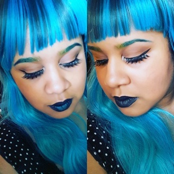 Side-by side: Blue lips on the left, black lip on the right.
